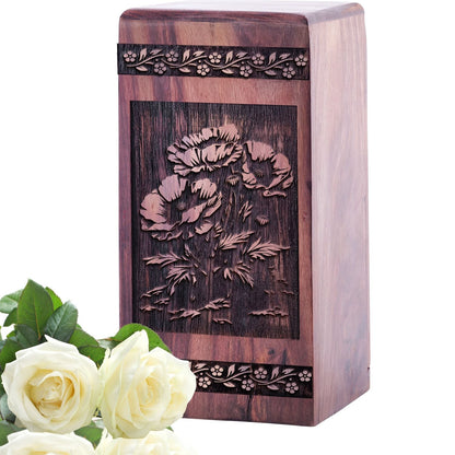 Unique Large Wooden Poppies in Field Memorial Urn for Ashes