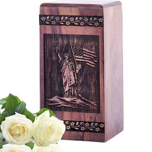 Wooden Statue of Liberty Memorial Urn for Cremation Ashes