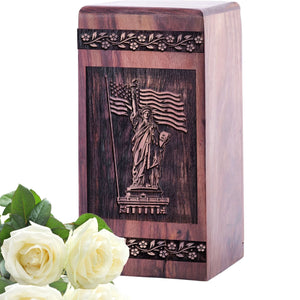 Large Wooden Statue of Liberty Memorial Urn for Human Ashes