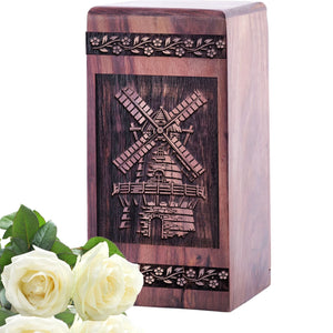 Mini Handcrafted Wooden Windmill Urn for Memorial Ashes