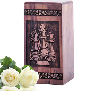Mini Handcrafted Wooden Chess Urn for Memorial Ashes