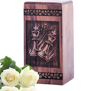 Beautiful Handmade Chess Wood Urn for Human Ashes
