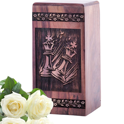 Beautiful Handmade Chess Wood Urn for Human Ashes