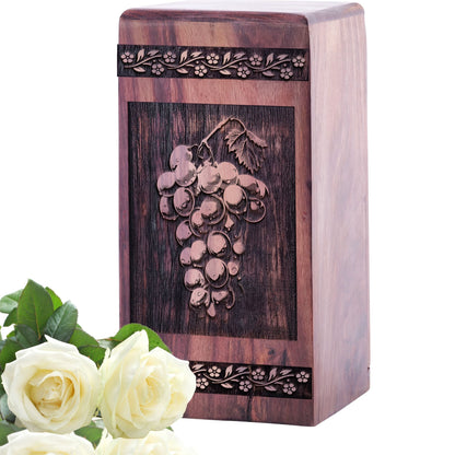 Medium Vineyard Wooden Urn for Human Cremation Ashes