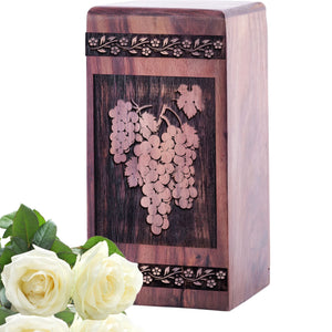 Mini Wooden Memorial Urn with Vineyard Wood Boxfor Ashes