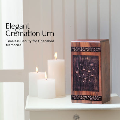 Beautiful Wooden Memorial Urn with Celestial Wood for Human Ashes