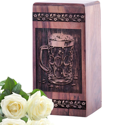 Unique Wooden Beer Cremation Urn for Human Ashes