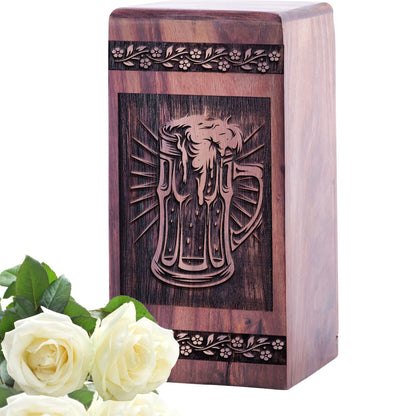 Beautiful Handmade Beer Wood Urn for Human Ashes