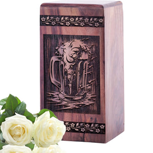 Mini Wooden Memorial Urn with Beer Wood Box for Ashes