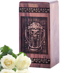 Beautiful Handcrafted Beer Wood Urn for Human Ashes