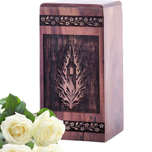 Mini Handcrafted Wooden Church Urn for Memorial Ashes