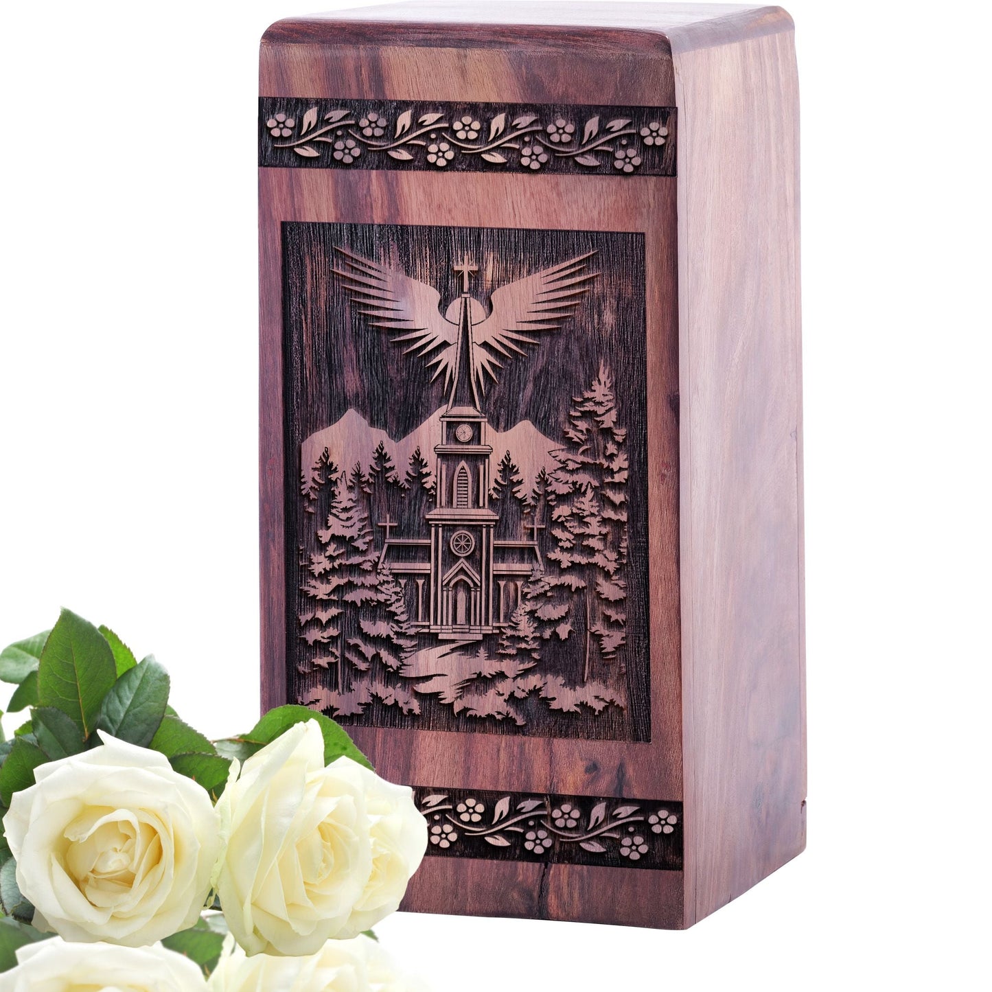 Beautiful Handmade Church Wood Urn for Human Ashes