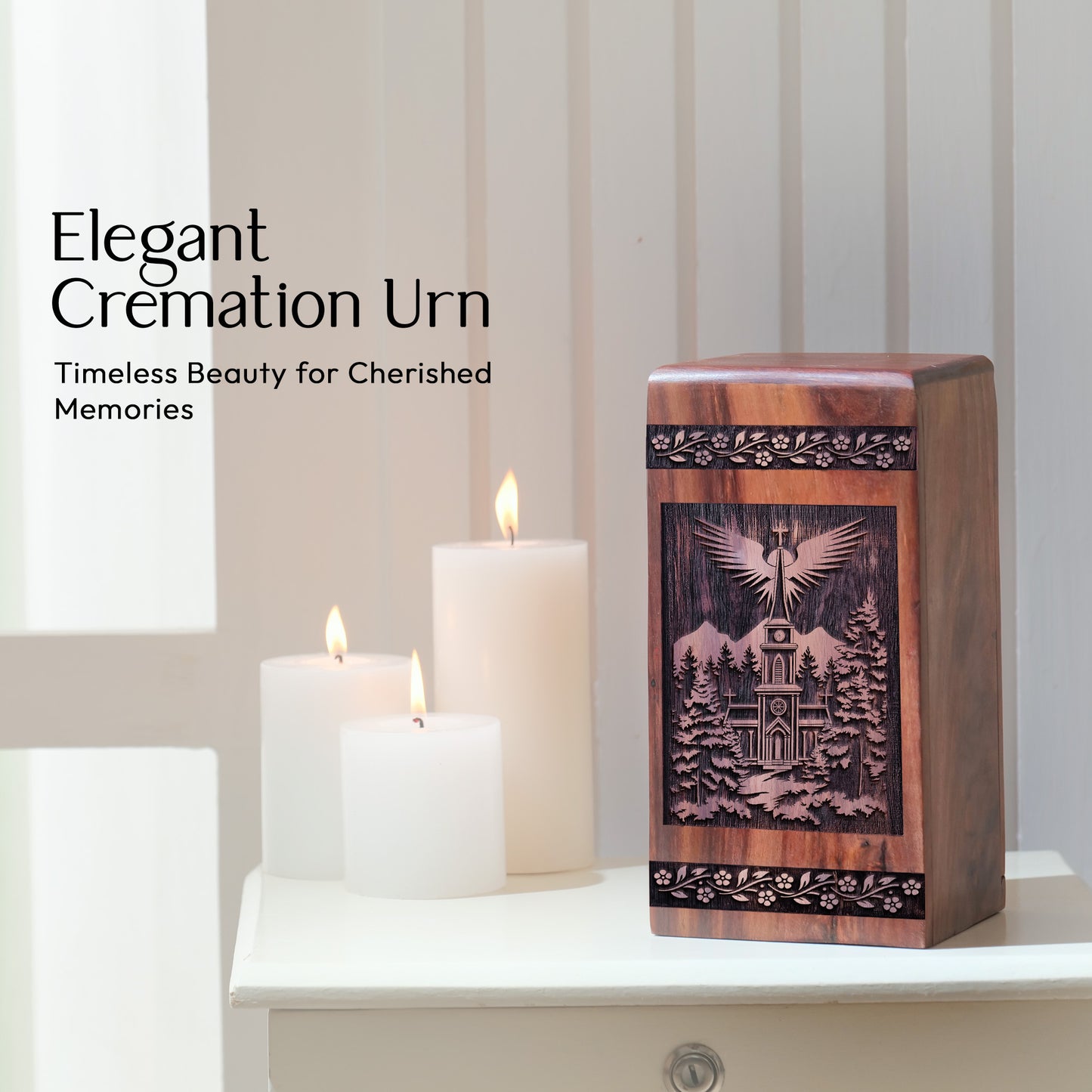 church Urn Size 10 Inch 10”(H) x 5.5”(W) x 5.5”(L)