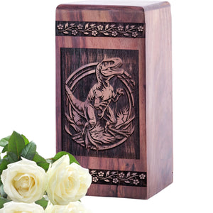 Handmade Wooden Jurassic Urn for Human Burial Ashes