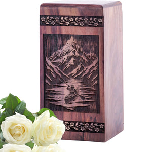 Mini Handcrafted Wooden Kayaking Urn for Memorial Ashes