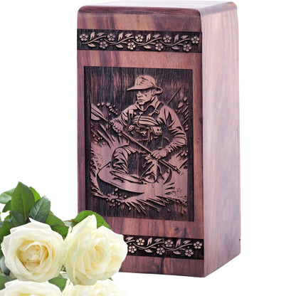 Unique Wooden Cremation Urn with Kayaking Wood Wood Box