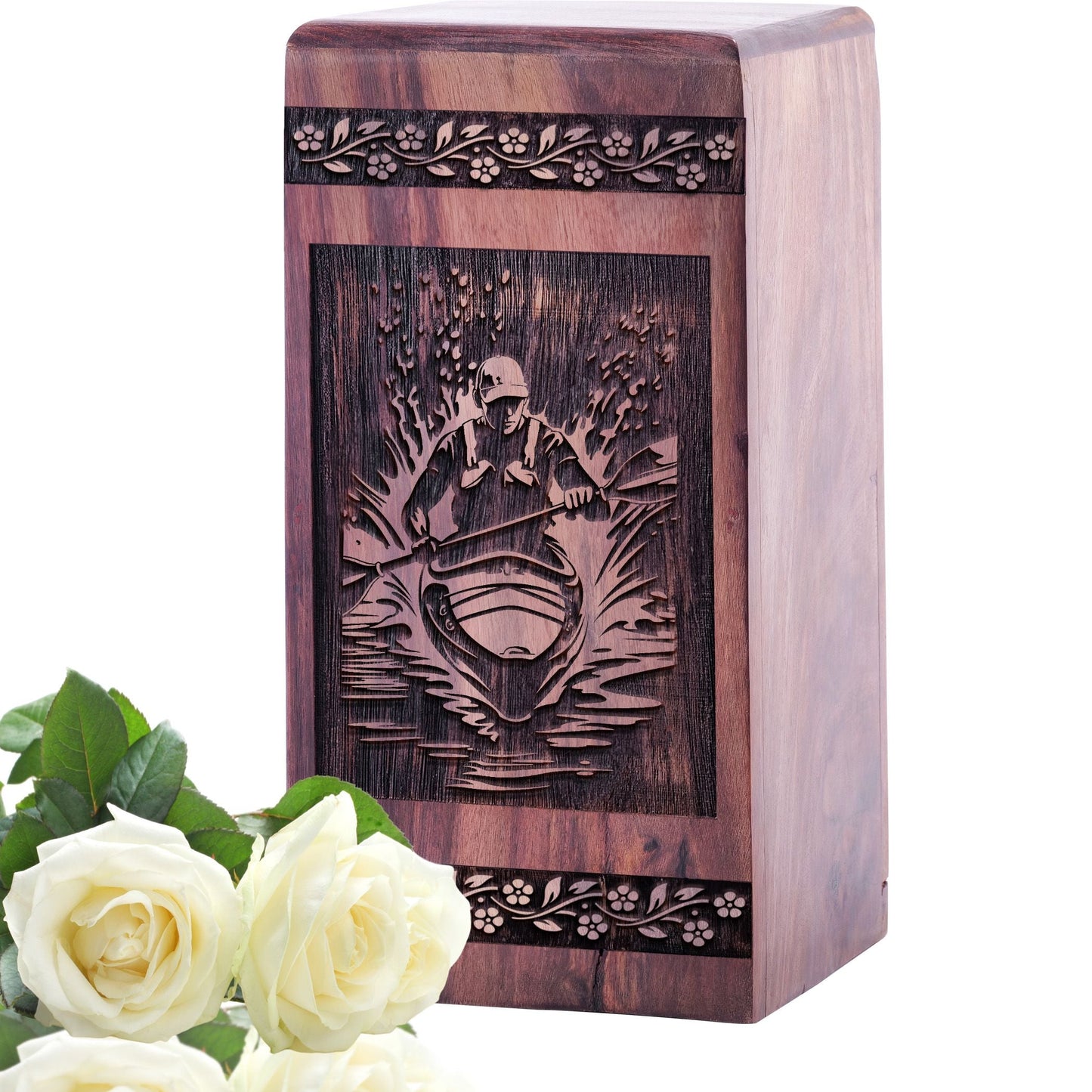 Handcrafted Kayaking Wood Box Wooden Cremation Urn for Adults