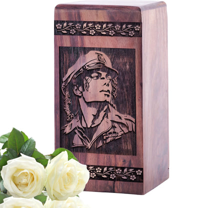 Small Keepsake Wooden King of Pop Urn for Cremation Ashes