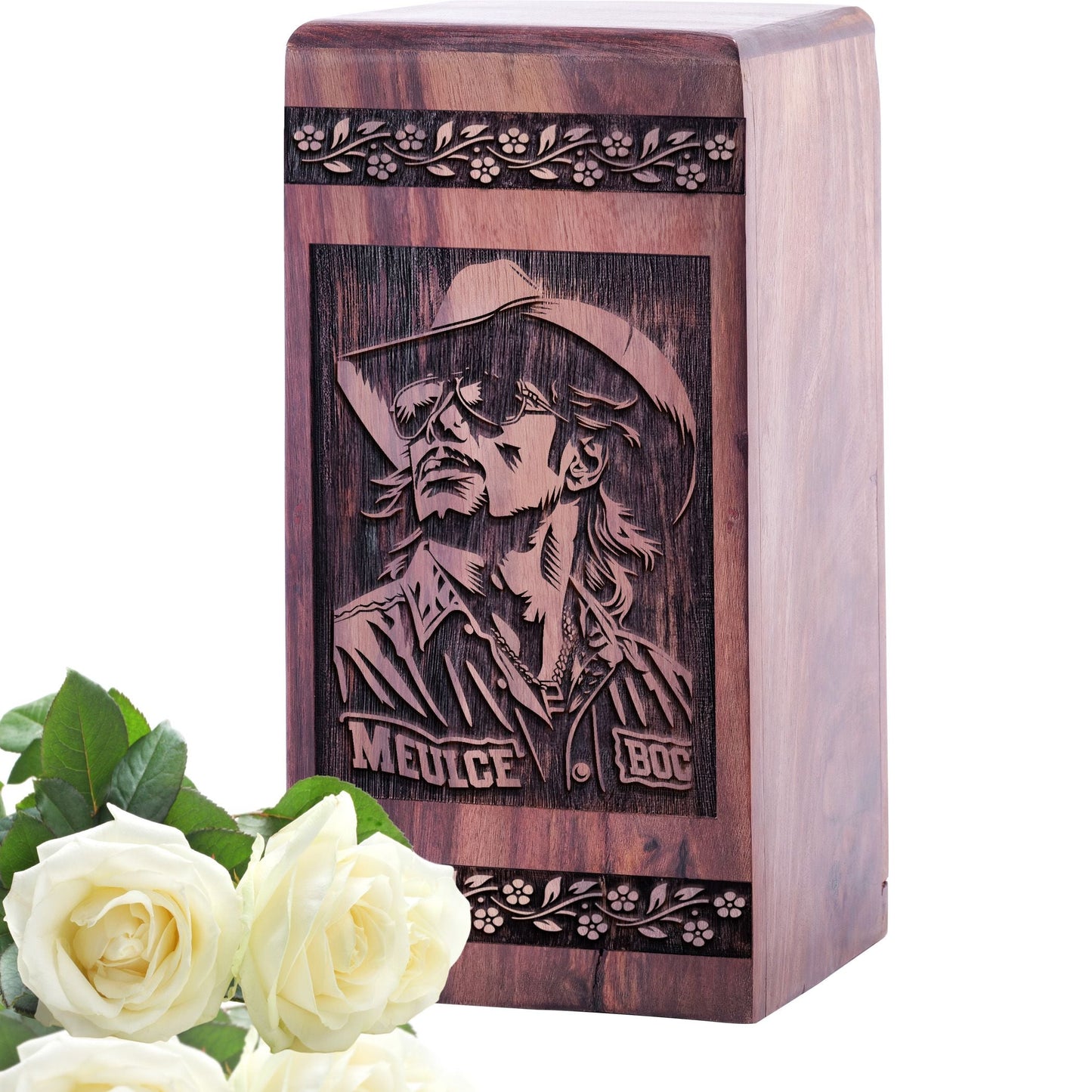 Medium King of Pop Wooden Urn for Human Cremation Ashes