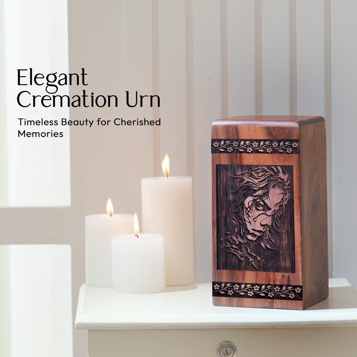 Mini Wooden Memorial Urn with King of Pop Wood Box for Ashes