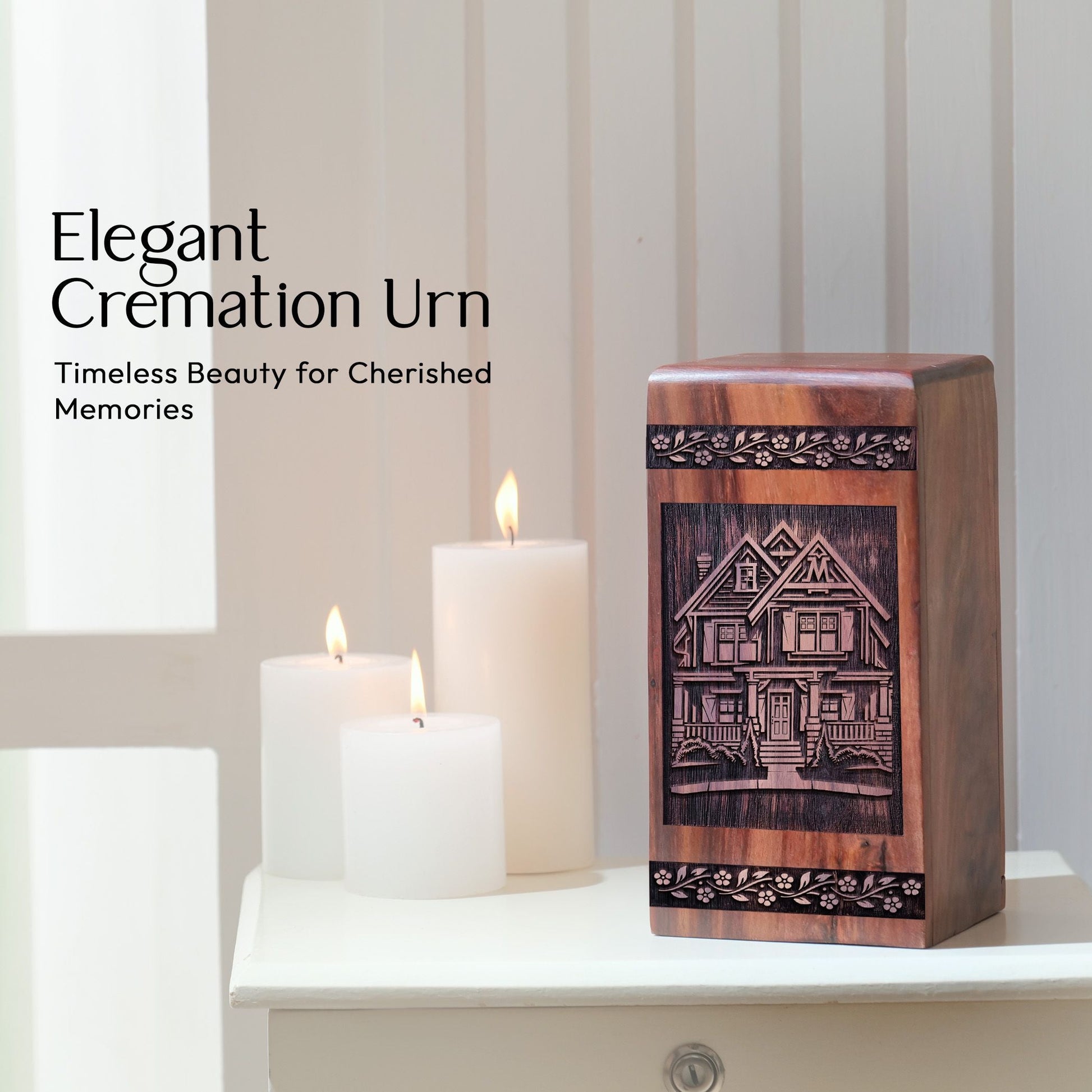 Decorative Wooden Martha's Vineyard Urn for Human Burial Ashes