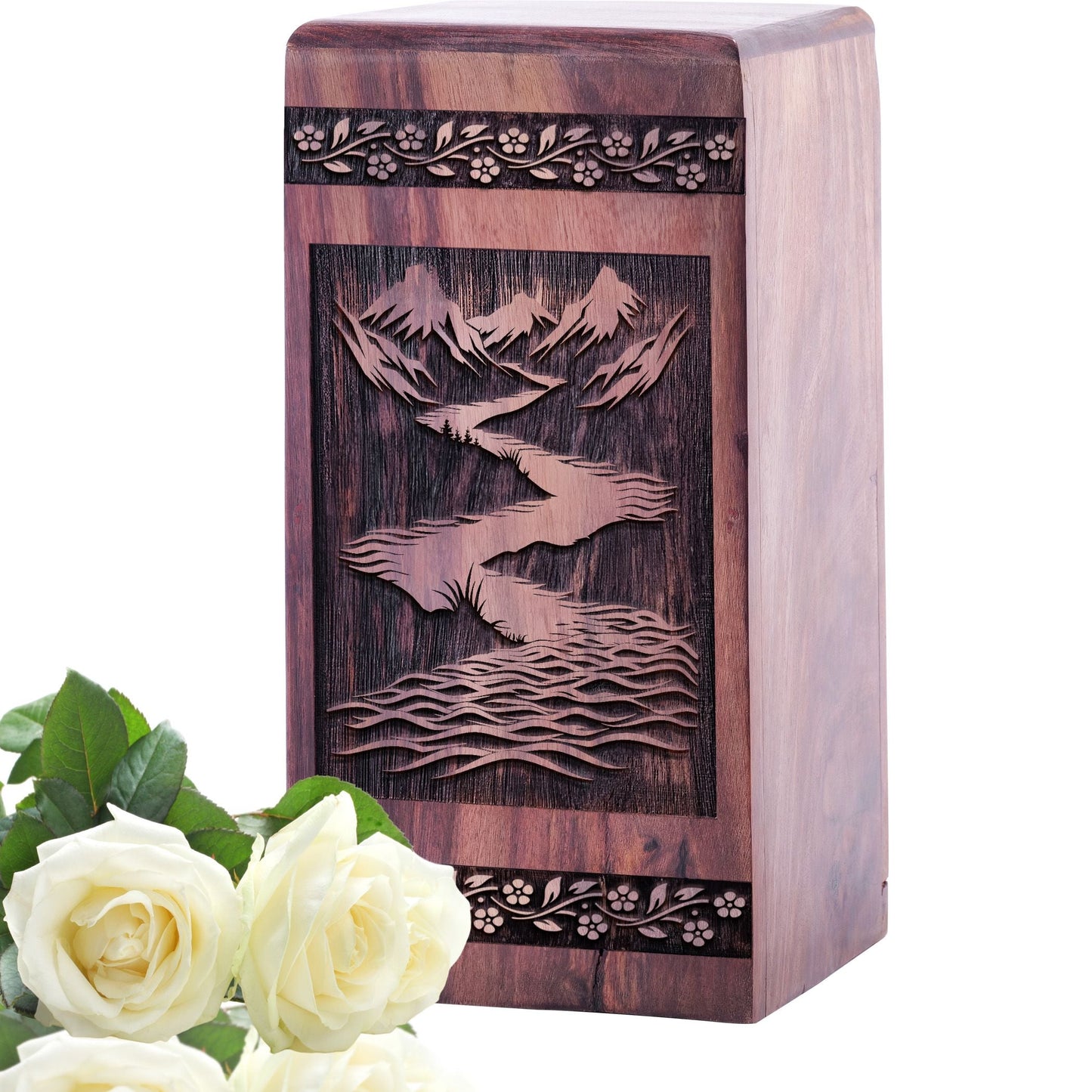 Handmade Wooden Road Urn for Human Burial Ashes