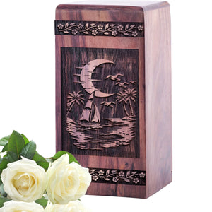 Unique Wooden Memorial Urn with Road Wood Box for Adults