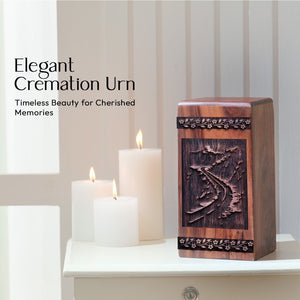 Small Keepsake Wooden Road Urn for Cremation Ashes