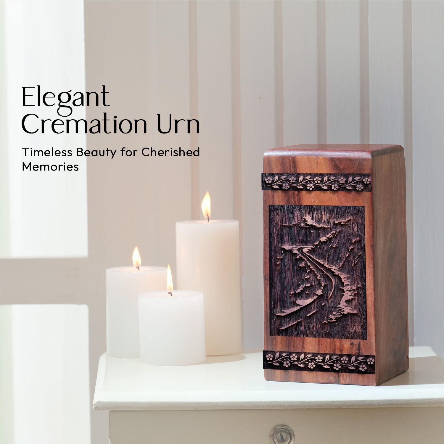 Small Keepsake Wooden Road Urn for Cremation Ashes