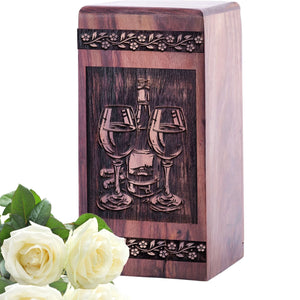 Mini Handcrafted Wooden Wine Urn for Memorial Ashes Keepsake
