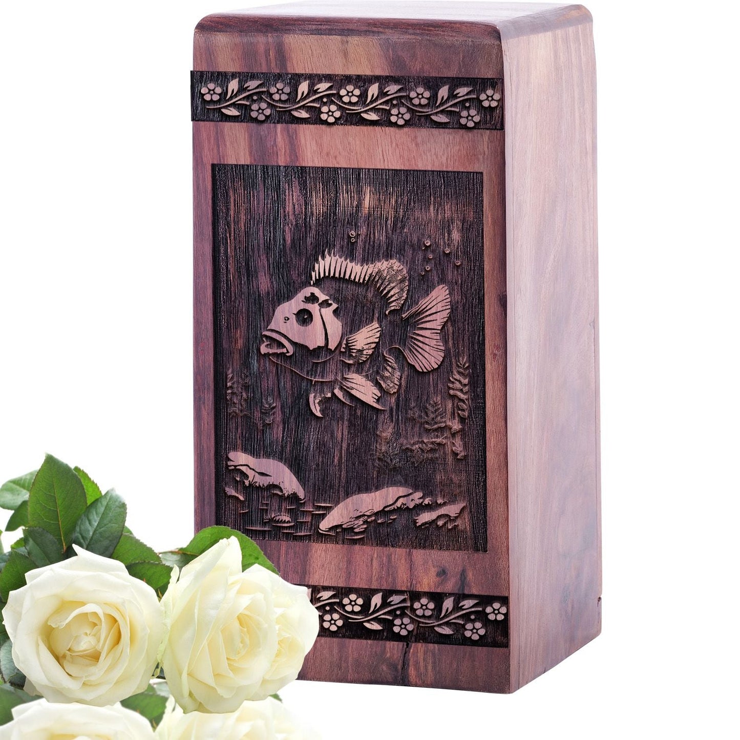 Handmade Wooden Aquaria Urn for Human Burial Ashes Keepsake