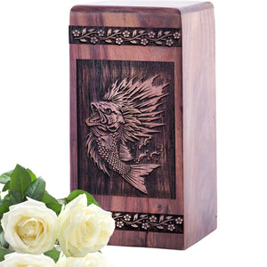 Unique Wooden Cremation Urn with Aquaria Urn Ashes