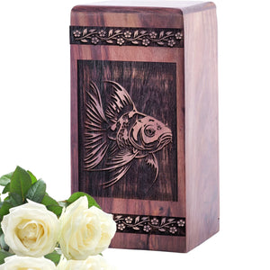 Mini Handmade Wooden Urn with Aquaria Wood Box for Human Ashes