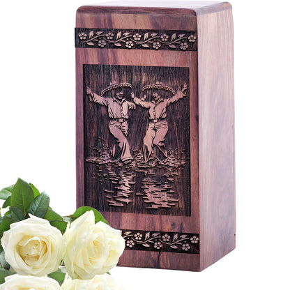 Small Keepsake Wooden Mexican Fiestas Urn for Cremation Ashes