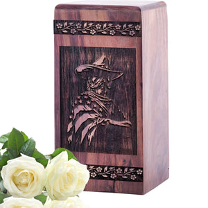Beautiful Wooden Memorial Urn with Mexican Fiestas Wood Box