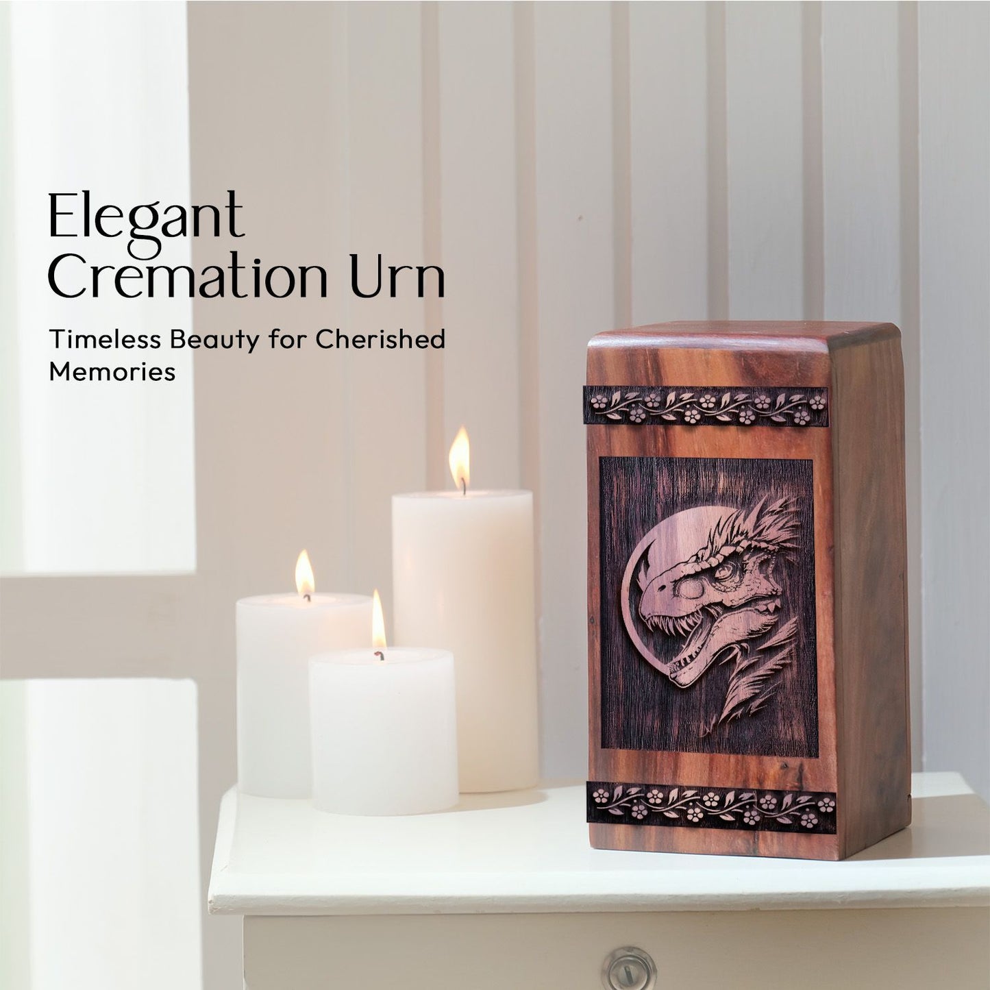 Handmade Wooden Mexican Fiestas Cremation Urn for AdultAshes