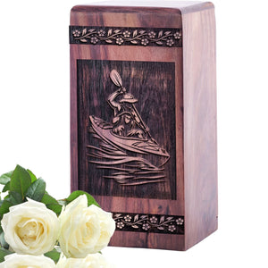 Decorative Wooden Off-Roading Urn for Human Burial Ashes Box