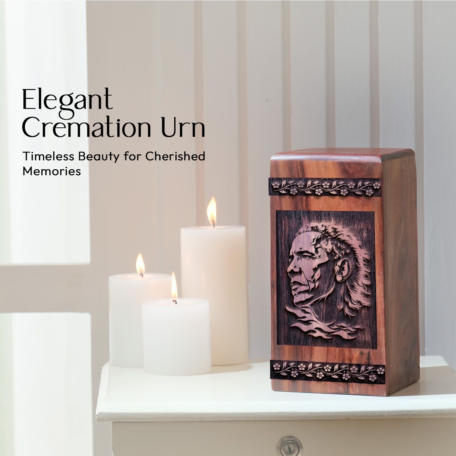 Medium Wooden President Memorial Urn for Cremation Ashes Box