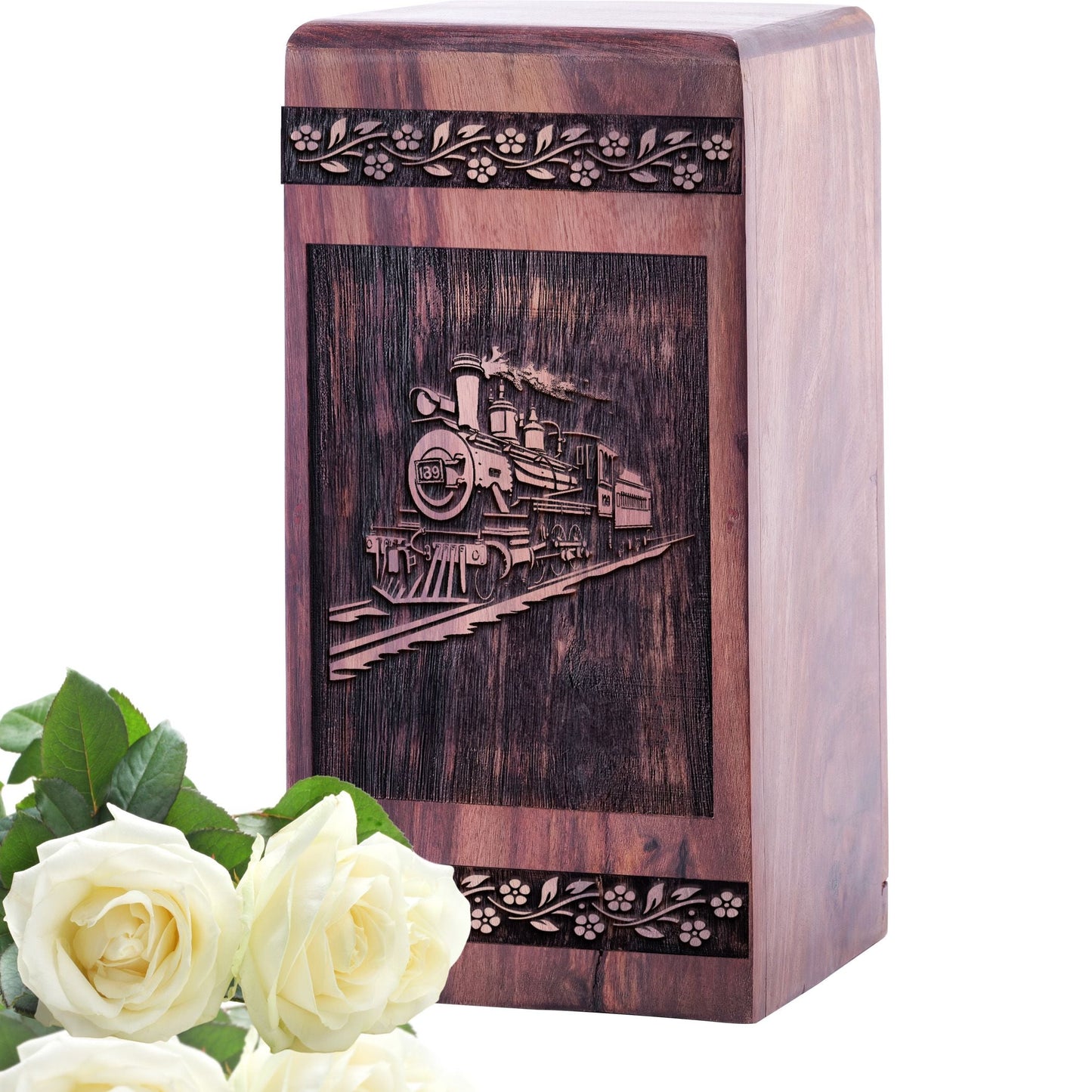 Mini Handcrafted Wooden Railroads Urn for Memorial Ashes