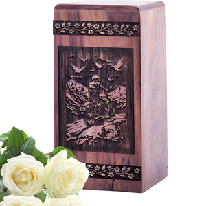 Handmade Wooden Royal Enfield Urn for Human Burial Ashes