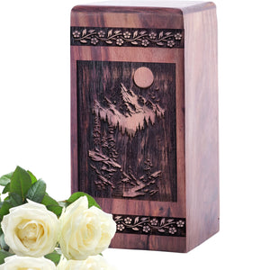 Decorative Large Wooden Squaw Valley Urn for Human Ashes