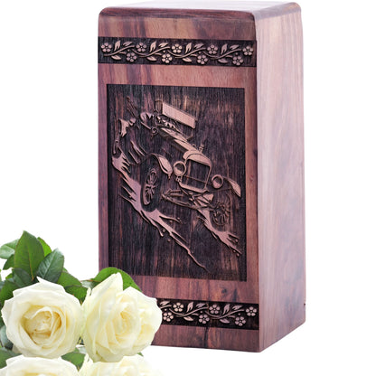 Mini Handcrafted Wooden Vintage Car Urn for Memorial Ashes