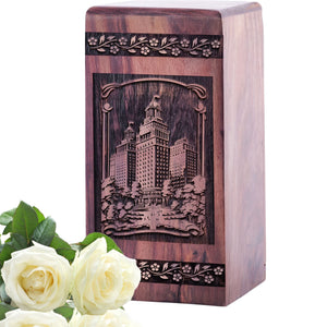 Mini Handcrafted Wooden Central Park Urn for Memorial Ashes