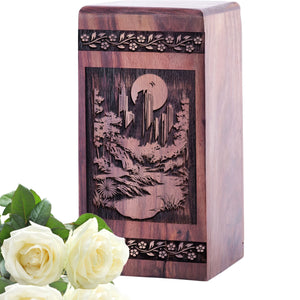Beautiful Handcrafted Central Park Wood Urn for Human Ashes