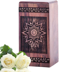 Handcrafted Wooden Memorial Urn with Chakra Energy Urn