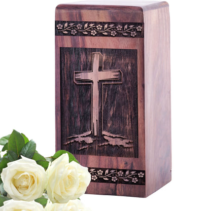Handmade Wooden Christian Icons Urn for Human Burial Ashes
