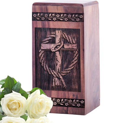 Small Wooden Christian Icons Urn for Cremation Ashes