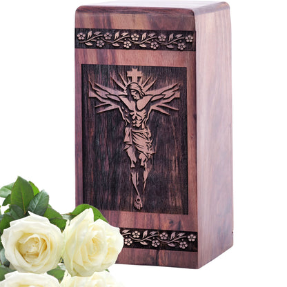 Handmade Wooden Christian Icons Urn for Human Memorial Ashes
