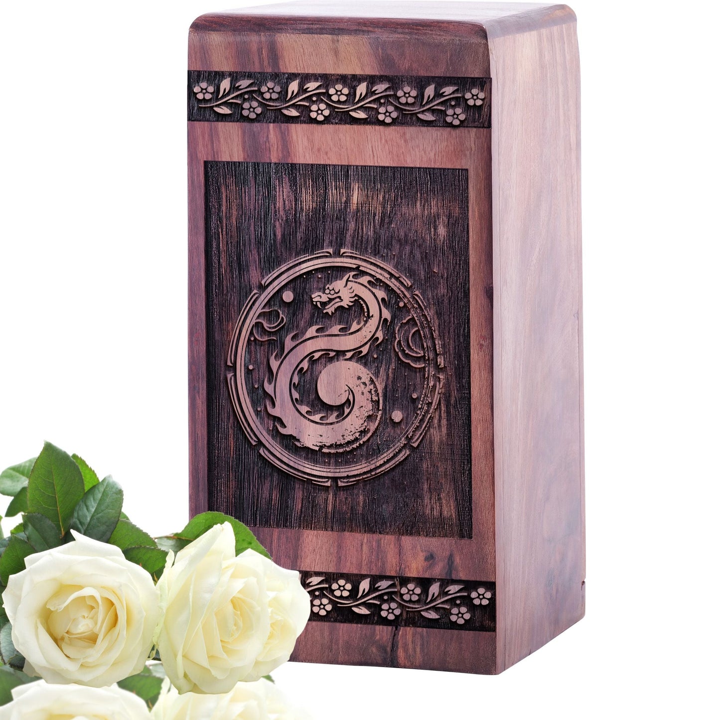 Handcrafted Wood Cremation Urn with Feng Shui Urn for Ashes