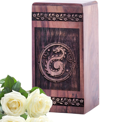 Handcrafted Wood Cremation Urn with Feng Shui Urn for Ashes